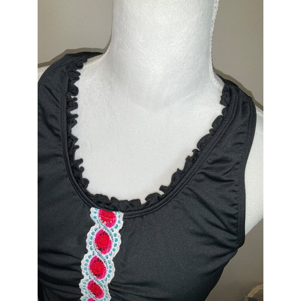 VENUS Tankini Top High Neck size 16 Racerback Black Red - Picture 4 of 6